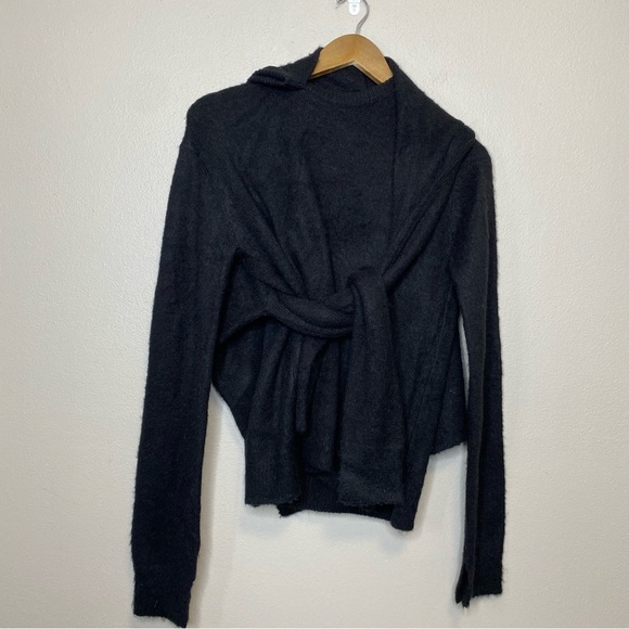 ROKH Double Tie Front Sweater in black size small - Picture 5 of 13